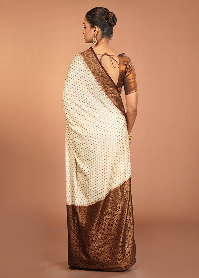 White Dupion Silk Saree With Blouse Piece