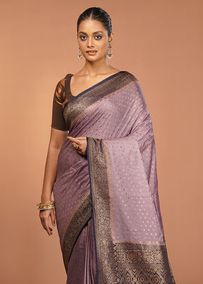 Purple Dupion Silk Saree With Blouse Piece