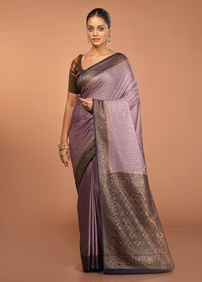 Purple Dupion Silk Saree With Blouse Piece