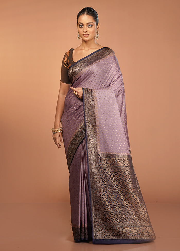 Purple Dupion Silk Saree With Blouse Piece