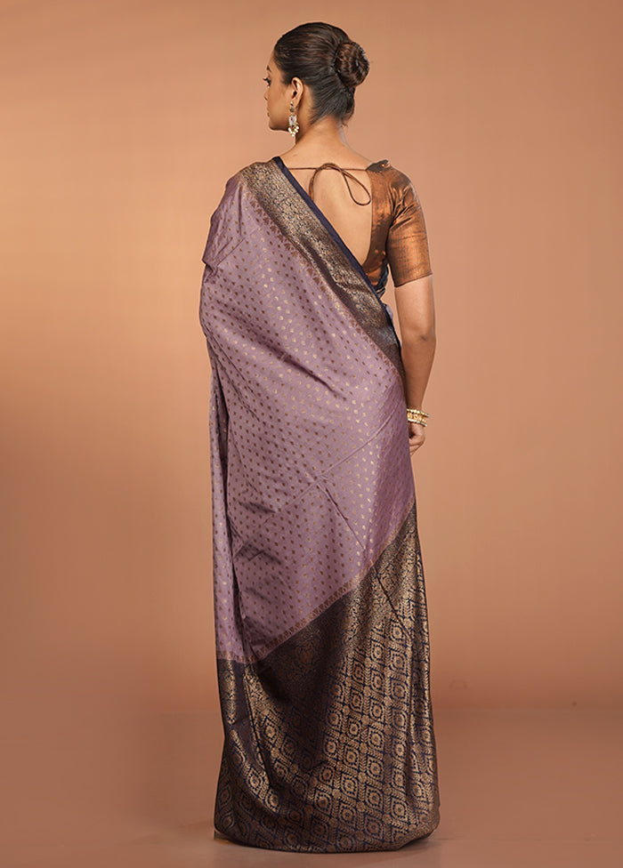 Purple Dupion Silk Saree With Blouse Piece