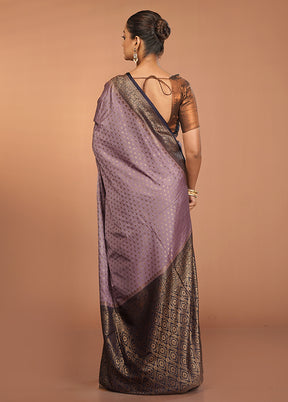 Purple Dupion Silk Saree With Blouse Piece