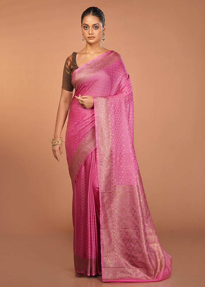 Pink Dupion Silk Saree With Blouse Piece