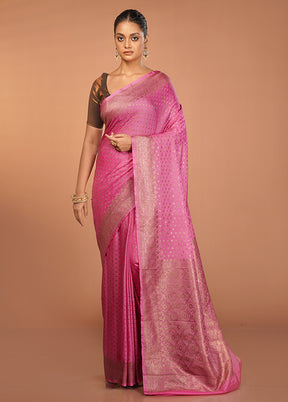 Pink Dupion Silk Saree With Blouse Piece