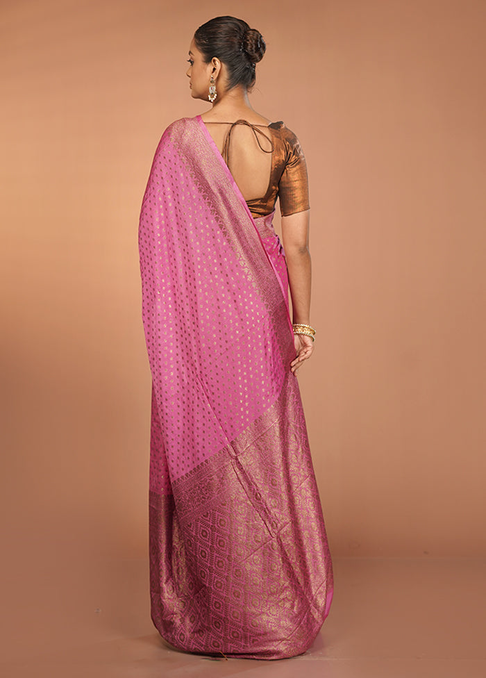 Pink Dupion Silk Saree With Blouse Piece