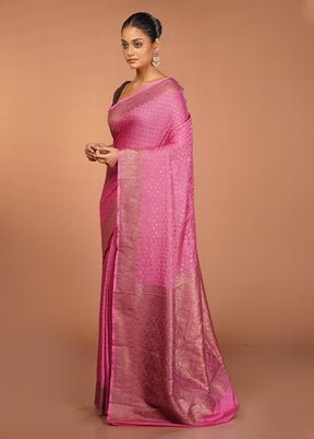 Pink Dupion Silk Saree With Blouse Piece