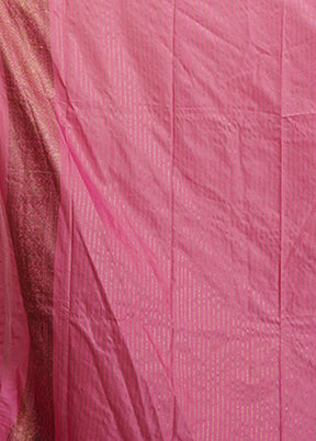 Pink Dupion Silk Saree With Blouse Piece