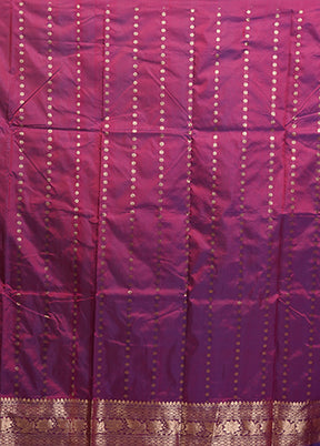 Purple Handloom Katan Pure Silk Saree With Blouse Piece