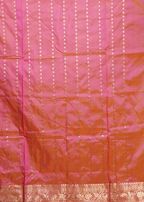 Pink Handloom Katan Pure Silk Saree With Blouse Piece