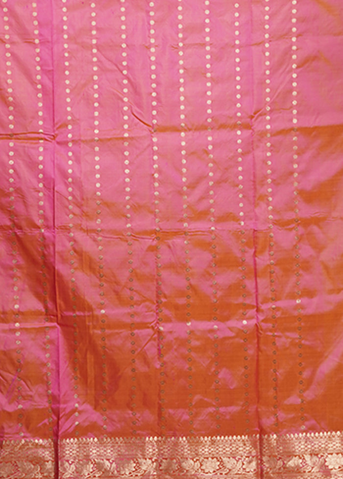 Pink Handloom Katan Pure Silk Saree With Blouse Piece