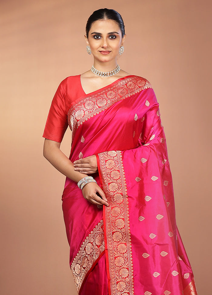 Purple Handloom Katan Pure Silk Saree With Blouse Piece