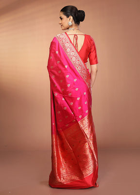 Purple Handloom Katan Pure Silk Saree With Blouse Piece