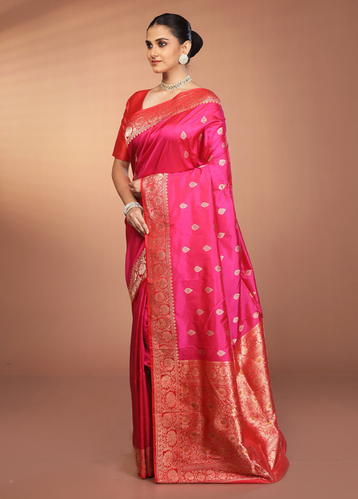 Purple Handloom Katan Pure Silk Saree With Blouse Piece