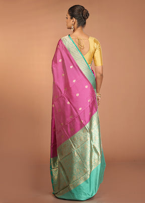 Purple Handloom Katan Pure Silk Saree With Blouse Piece