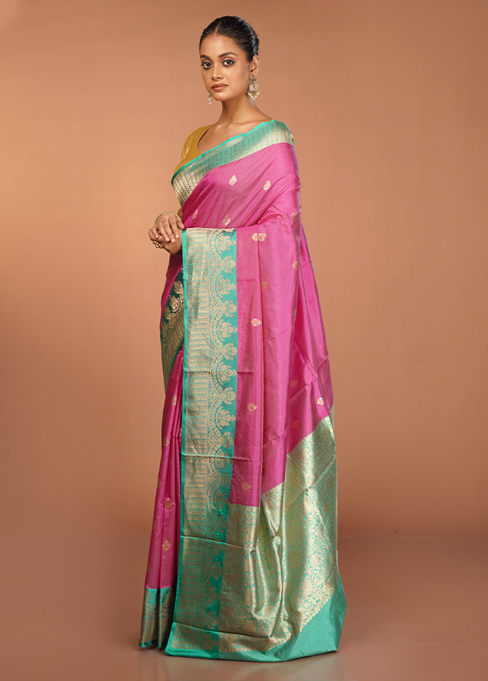 Purple Handloom Katan Pure Silk Saree With Blouse Piece
