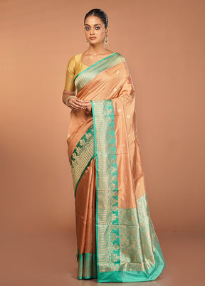Rust Handloom Katan Pure Silk Saree With Blouse Piece