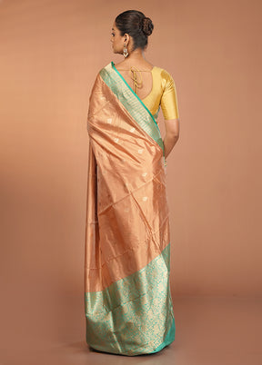 Rust Handloom Katan Pure Silk Saree With Blouse Piece