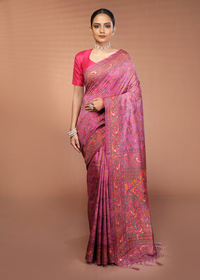 Purple Dupion Silk Saree With Blouse Piece