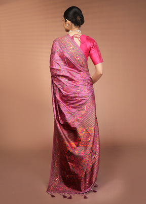 Purple Dupion Silk Saree With Blouse Piece