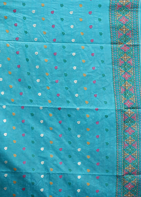 Green Dupion Silk Saree With Blouse Piece