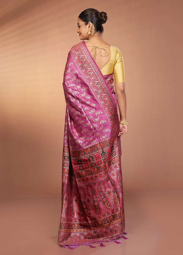 Purple Dupion Silk Saree With Blouse Piece