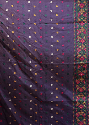 Blue Dupion Silk Saree With Blouse Piece