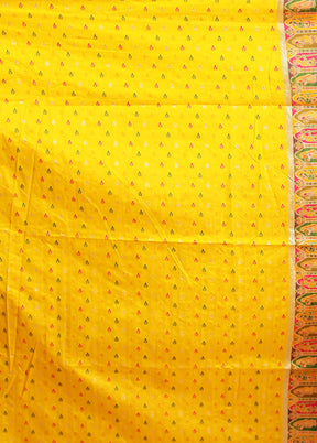 Yellow Dupion Silk Saree With Blouse Piece
