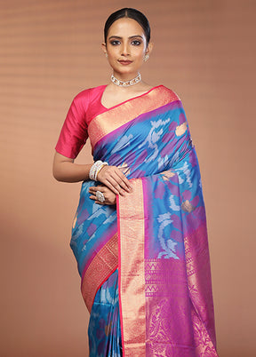 Multicolor Dupion Silk Saree With Blouse Piece