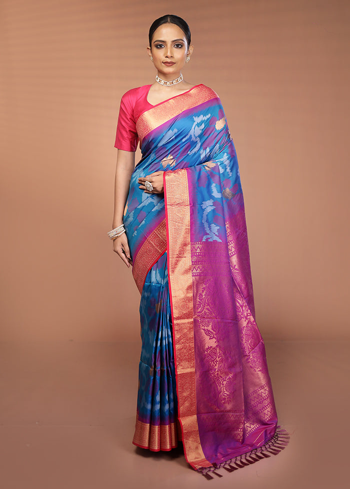 Multicolor Dupion Silk Saree With Blouse Piece