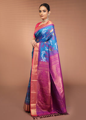 Multicolor Dupion Silk Saree With Blouse Piece