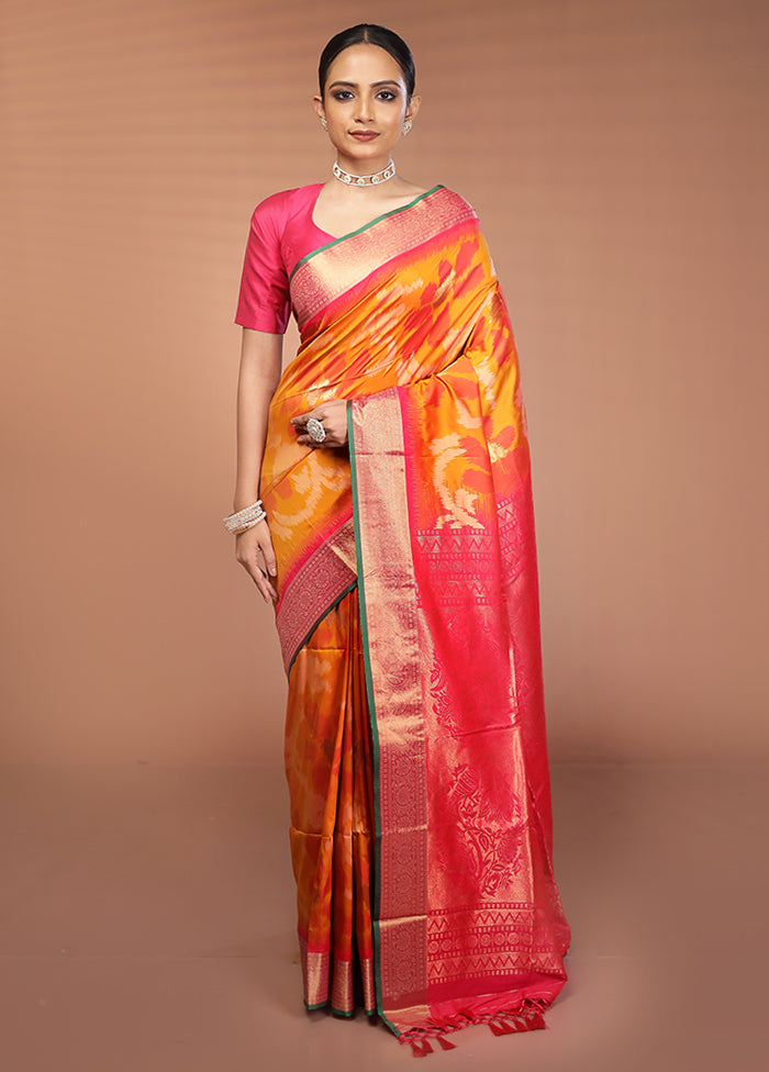 Multicolor Dupion Silk Saree With Blouse Piece