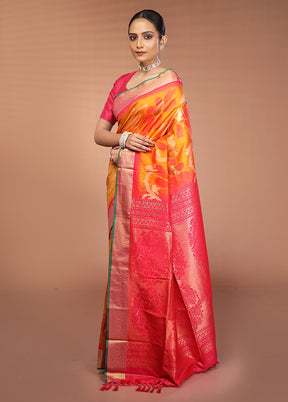 Multicolor Dupion Silk Saree With Blouse Piece