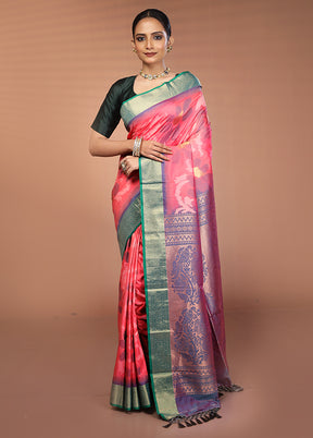 Multicolor Dupion Silk Saree With Blouse Piece