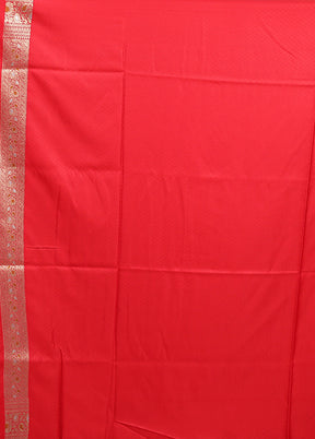 Red Handloom Tanchoi Pure Silk Saree With Blouse Piece