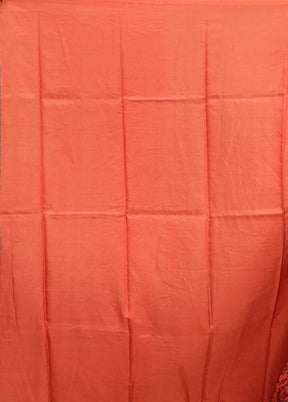 Orange Handloom Printed Pure Silk Saree Without Blouse Piece