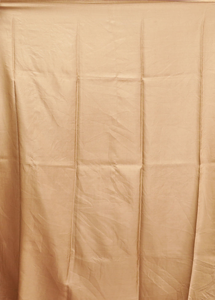 Cream Handloom Printed Pure Silk Saree Without Blouse Piece