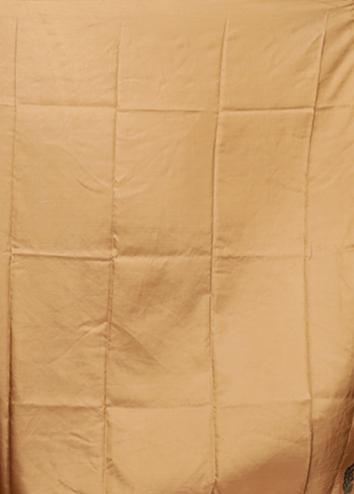 Brown Printed Pure Silk Saree Without Blouse Piece