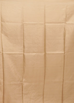 Cream Handloom Printed Pure Silk Saree Without Blouse Piece