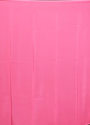 Pink Handloom Chiffon Pure Silk Saree With Blouse Piece