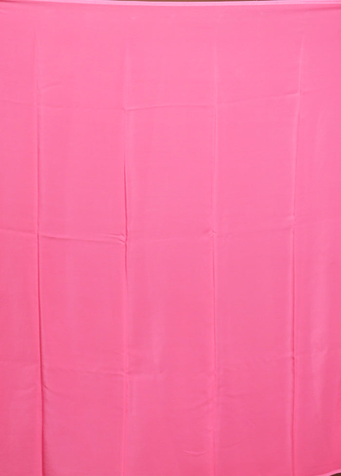 Pink Handloom Chiffon Pure Silk Saree With Blouse Piece