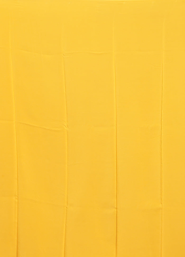 Yellow Handloom Chiffon Pure Silk Saree With Blouse Piece