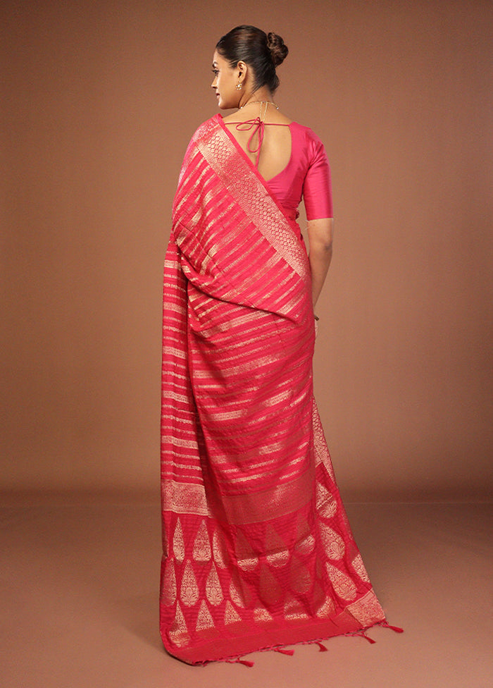 Red Dupion Silk Saree With Blouse Piece