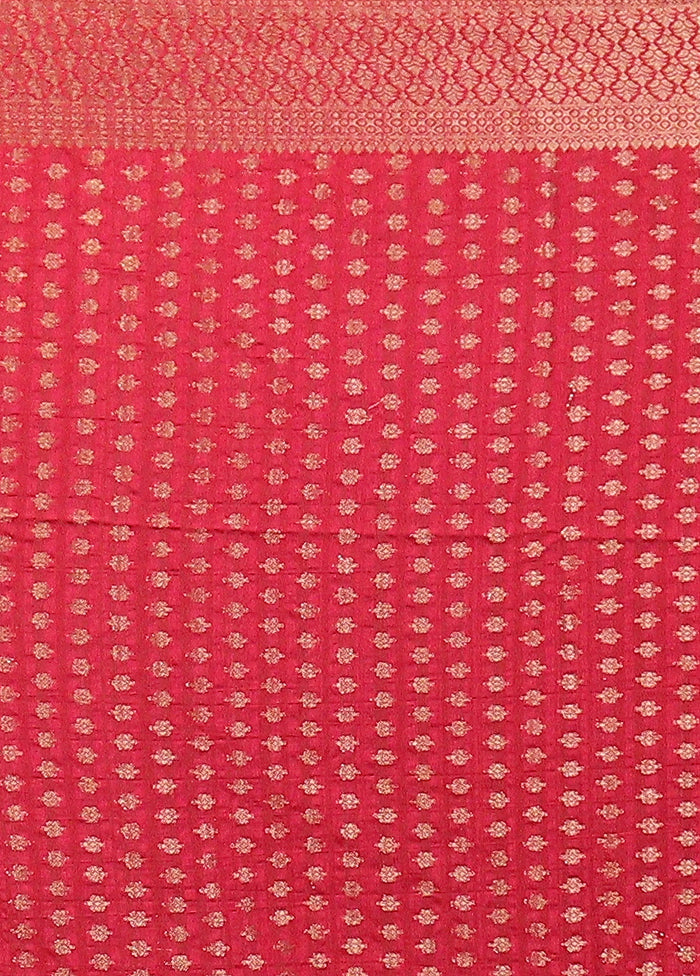 Red Dupion Silk Saree With Blouse Piece