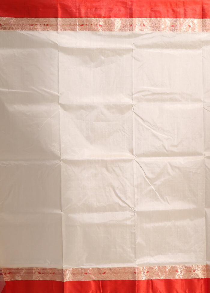 Cream Garad Pure Silk Saree Without Blouse Piece