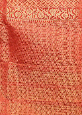 Red Dupion Silk Saree With Blouse Piece