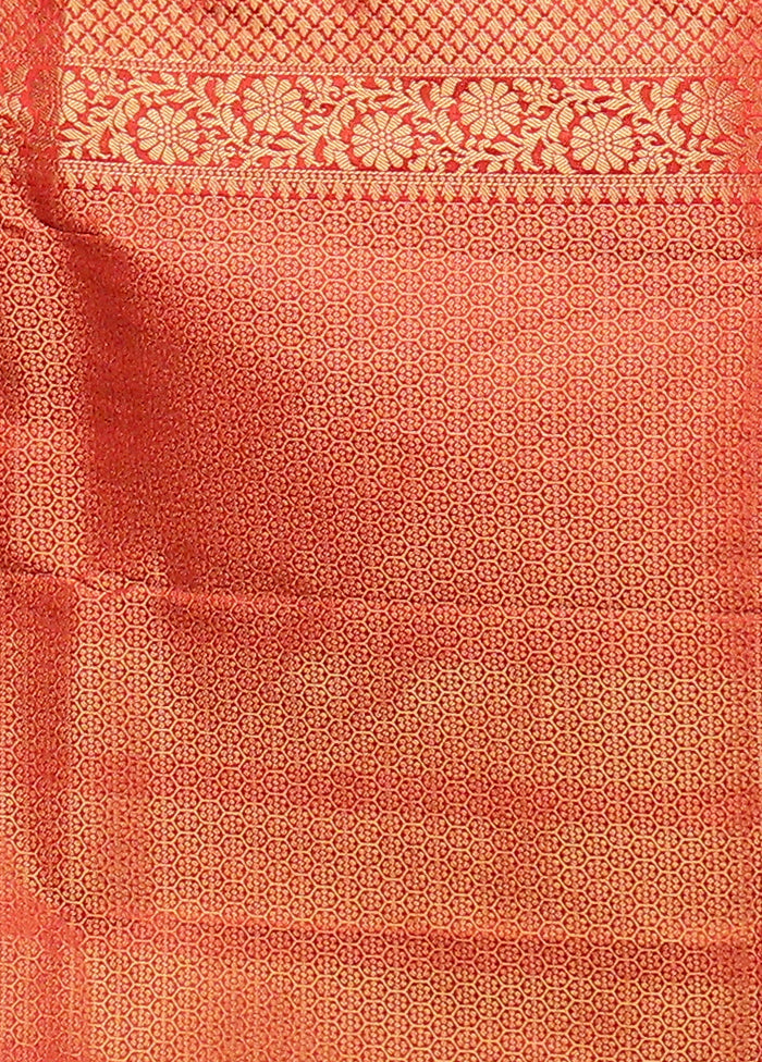 Red Dupion Silk Saree With Blouse Piece