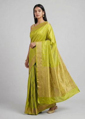 Green Dupion Silk Saree With Blouse Piece
