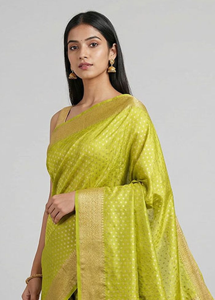 Green Dupion Silk Saree With Blouse Piece
