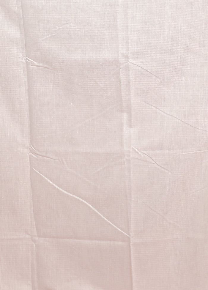 White Pure Cotton Saree With Blouse Piece