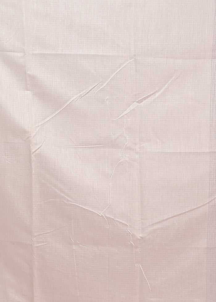White Pure Cotton Saree With Blouse Piece